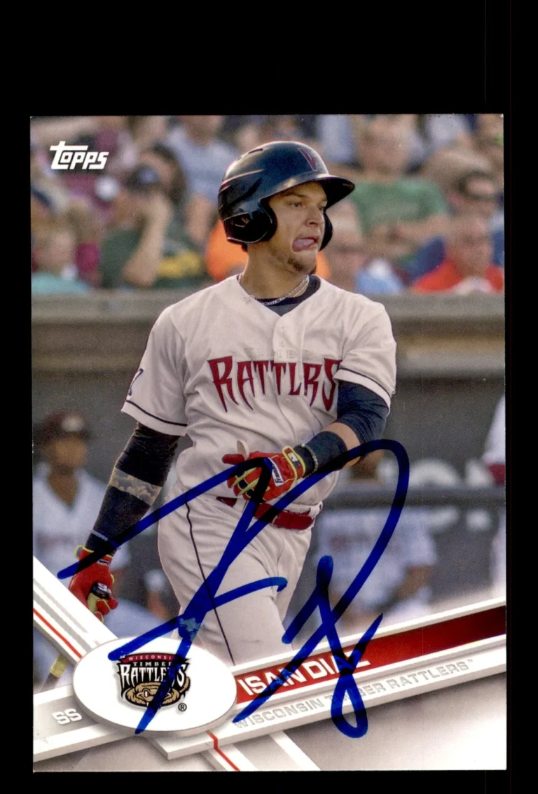 Signed Baseball Card Auto Isan Diaz 2017 Topps Pro Debut #37 Rattlers