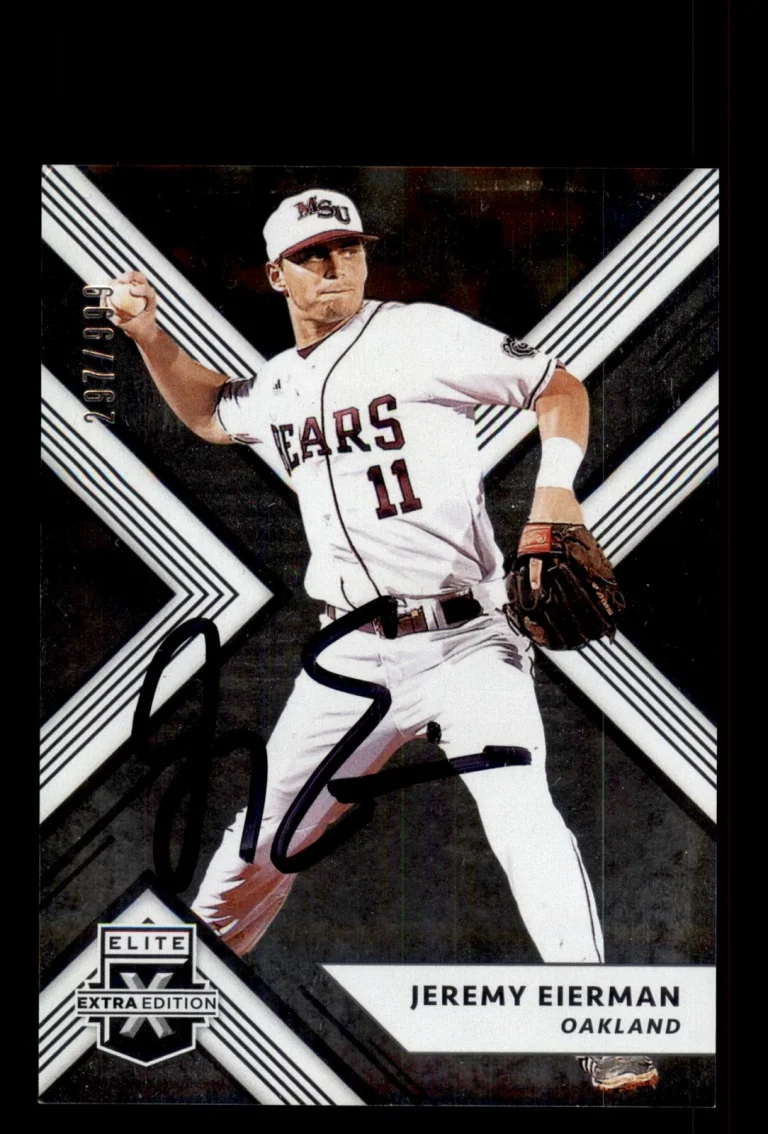Signed Baseball Card Auto Jeremy Eierman 2018 Panini Elite Extra #69 A's /999