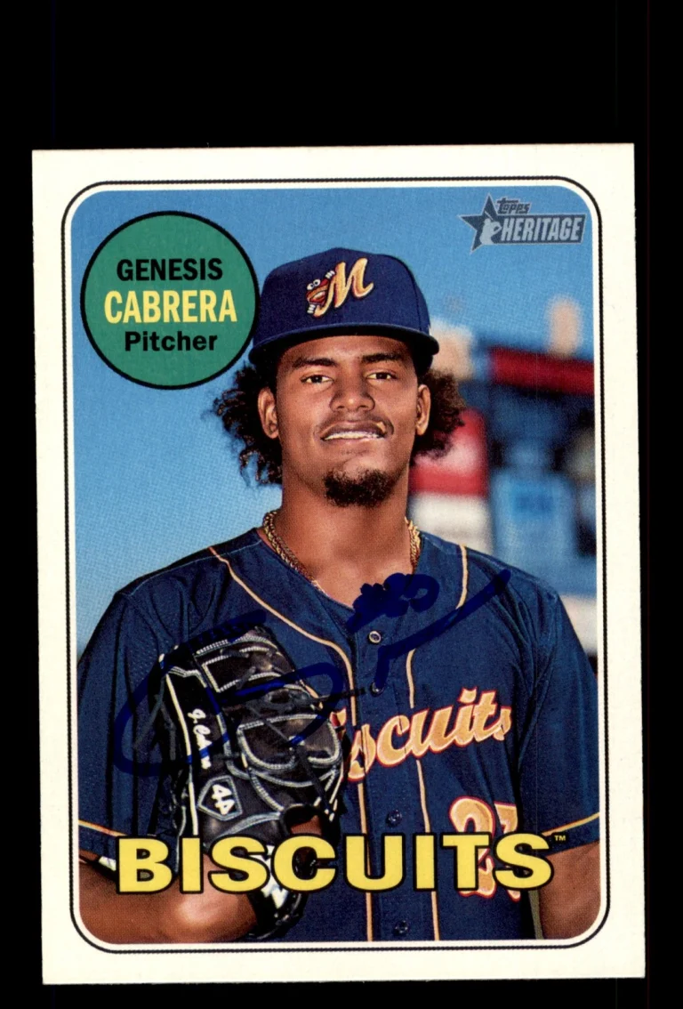 Signed Baseball Card Auto Genesis Cabrera 2018 Topps Heritage Minor League #28