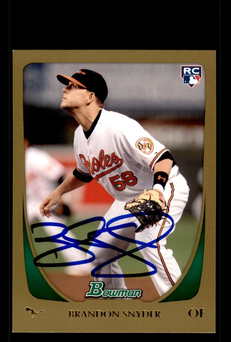 Signed Baseball Card Auto Brandon Snyder 2011 Bowman #214 Orioles Gold