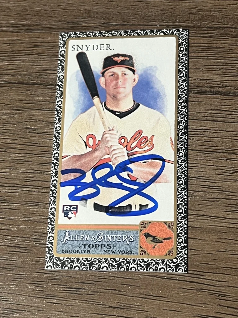 Signed Baseball Card Auto Brandon Snyder 2011 Allen & Ginter #228 Mini Black