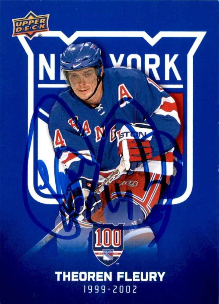 Theo Fleury Signed 2025/26 Upper Deck New York Rangers Centennial Blue Card #57