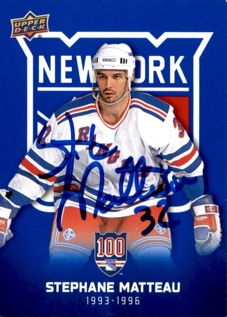 Stephane Matteau Signed 2025/26 Upper Deck Rangers Centennial Blue Card #51