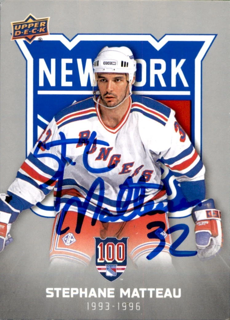 Stephane Matteau Signed 2025/26 Upper Deck New York Rangers Centennial Card #51