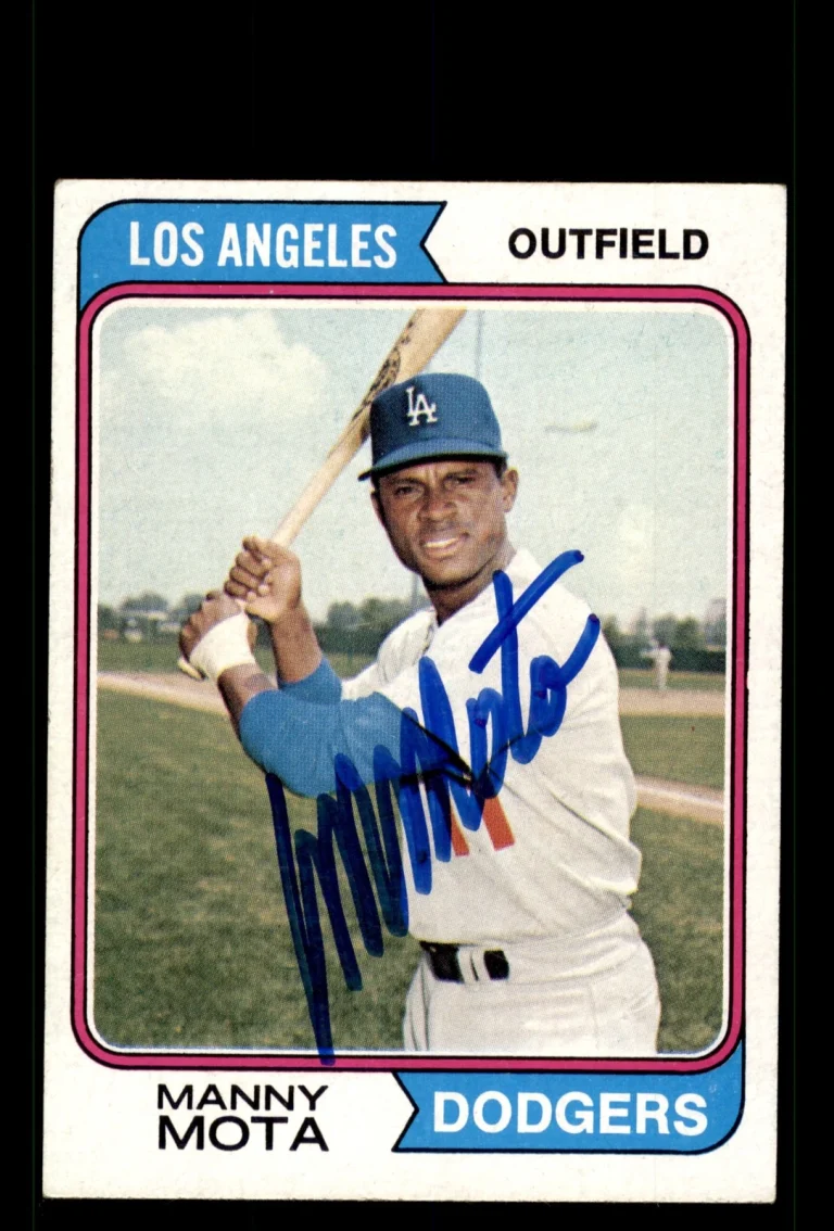 Signed Baseball Card Auto Manny Mota 1974 Topps #368 Los Angeles Dodgers