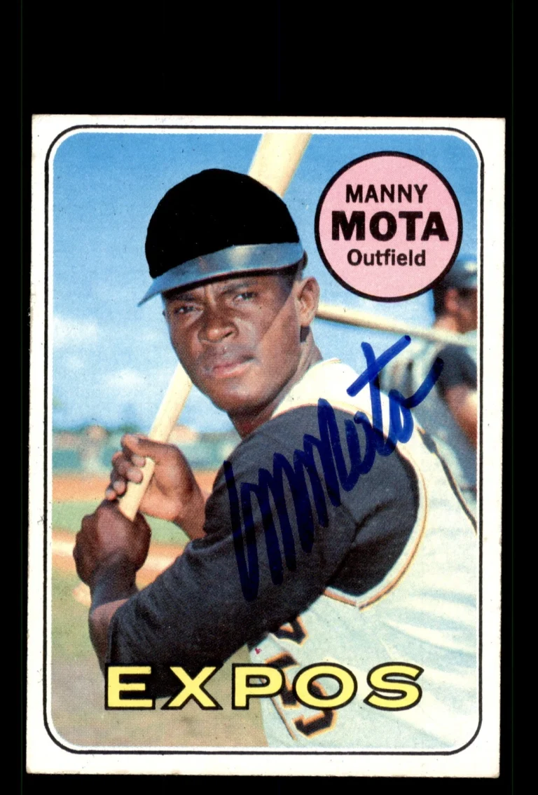 Signed Baseball Card Auto Manny Mota 1969 Topps #236 Montreal Expos