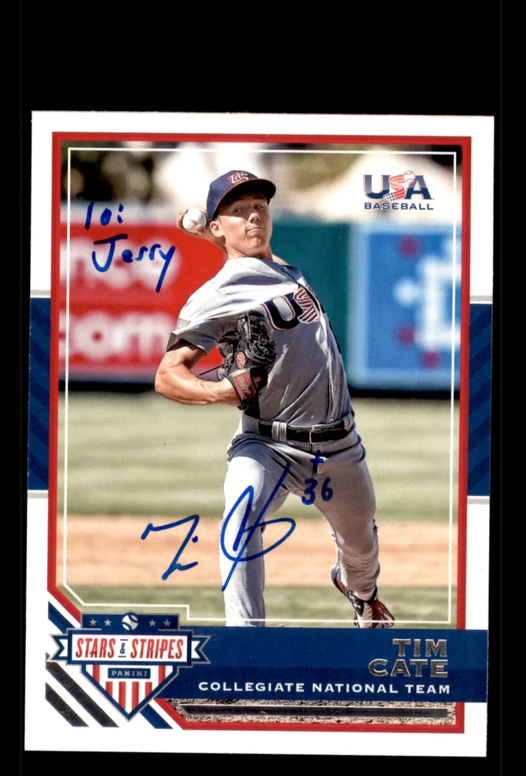 Signed Baseball Card Auto Tim Cate 2017 Panini Stars & Stripes USA Baseball #25