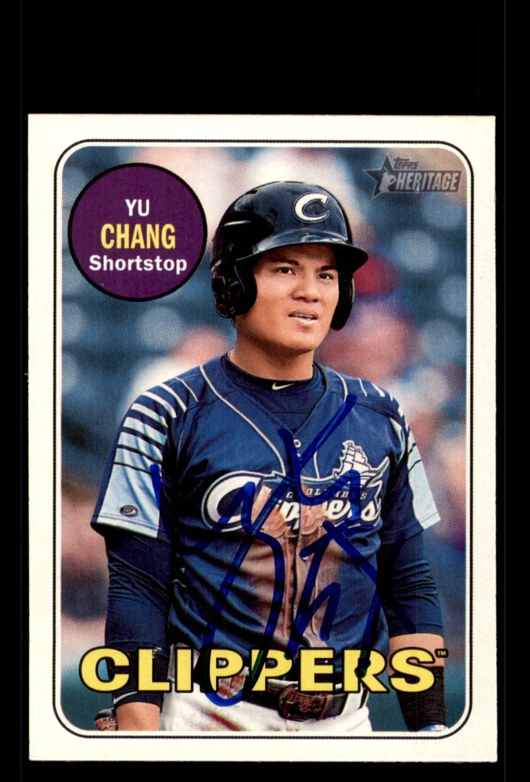 Signed Baseball Card Auto Yu Chang 2018 Topps Heritage Minor League #110