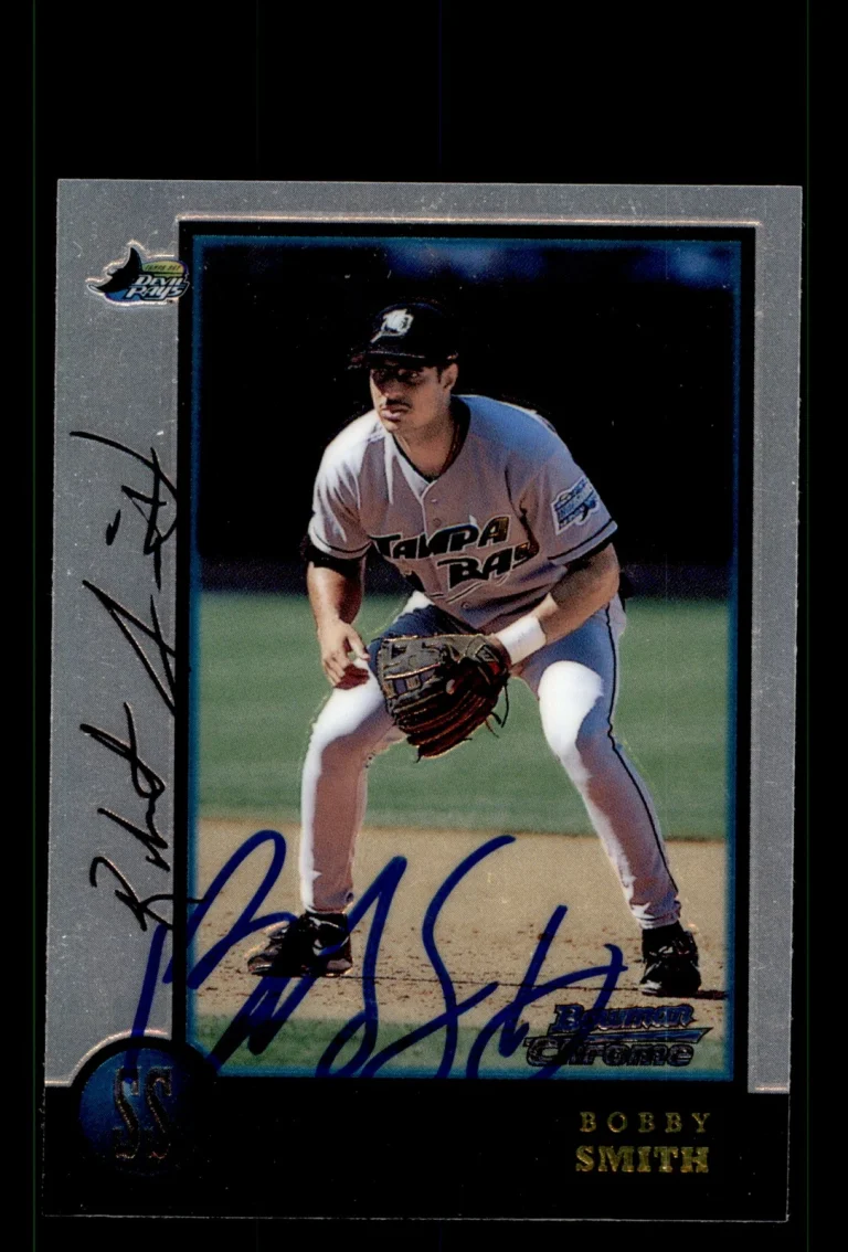 Signed Baseball Card Auto Bobby Smith 1998 Bowman Chrome #301 Devil Rays
