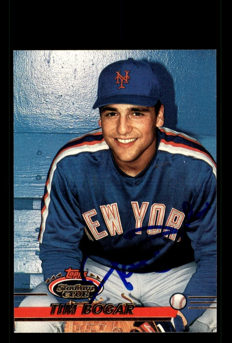 Signed Baseball Card Auto Tim Bogar 1993 Stadium Club #702 New York Mets