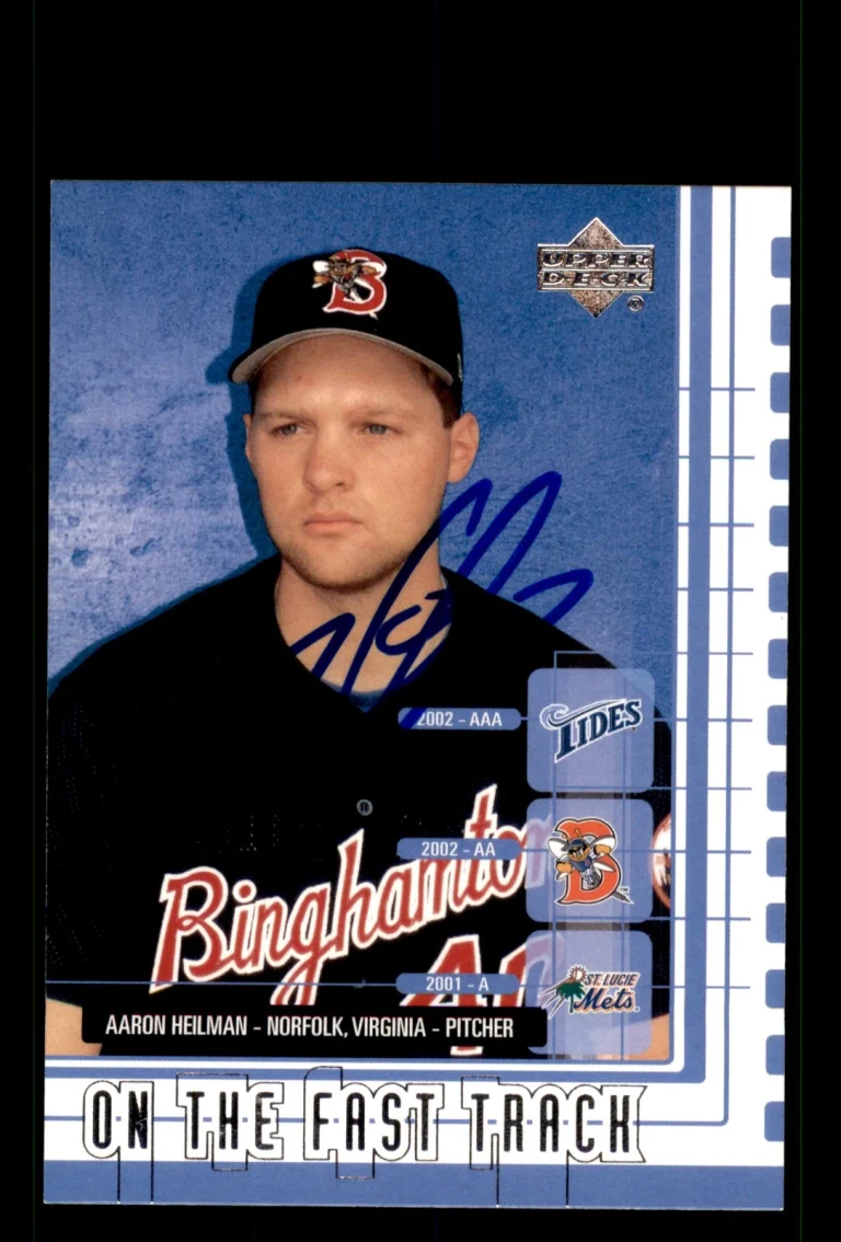 Signed Baseball Card Auto Aaron Heilman 2002 Upper Deck Minor League #217 Tides