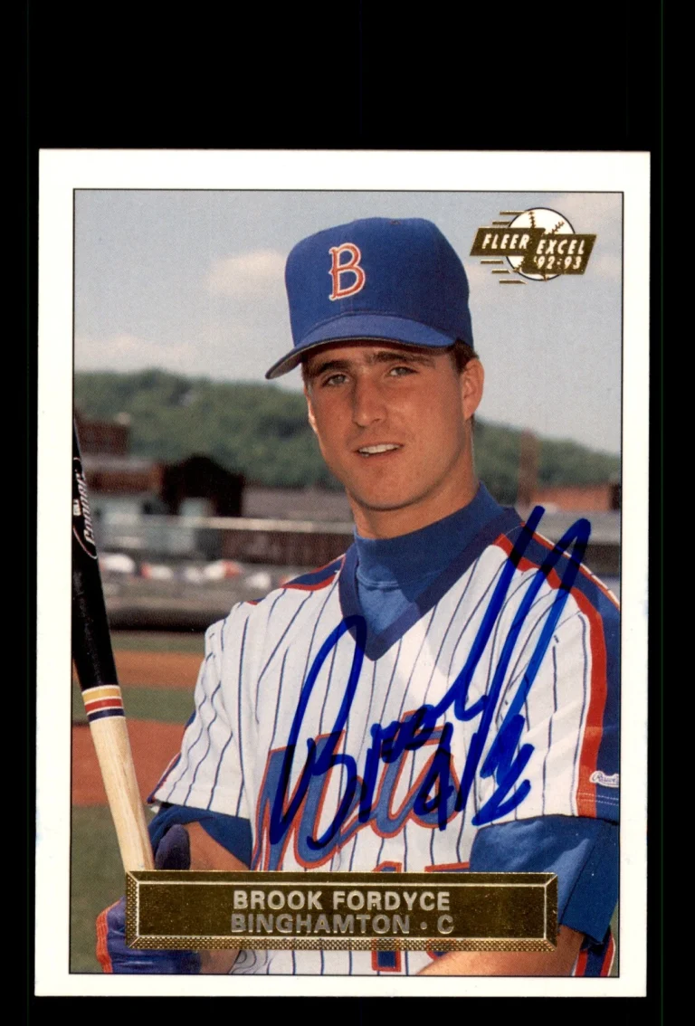 Signed Baseball Card Auto Brook Fordyce 1992-93 Fleer Excel #73 Binghamton Mets