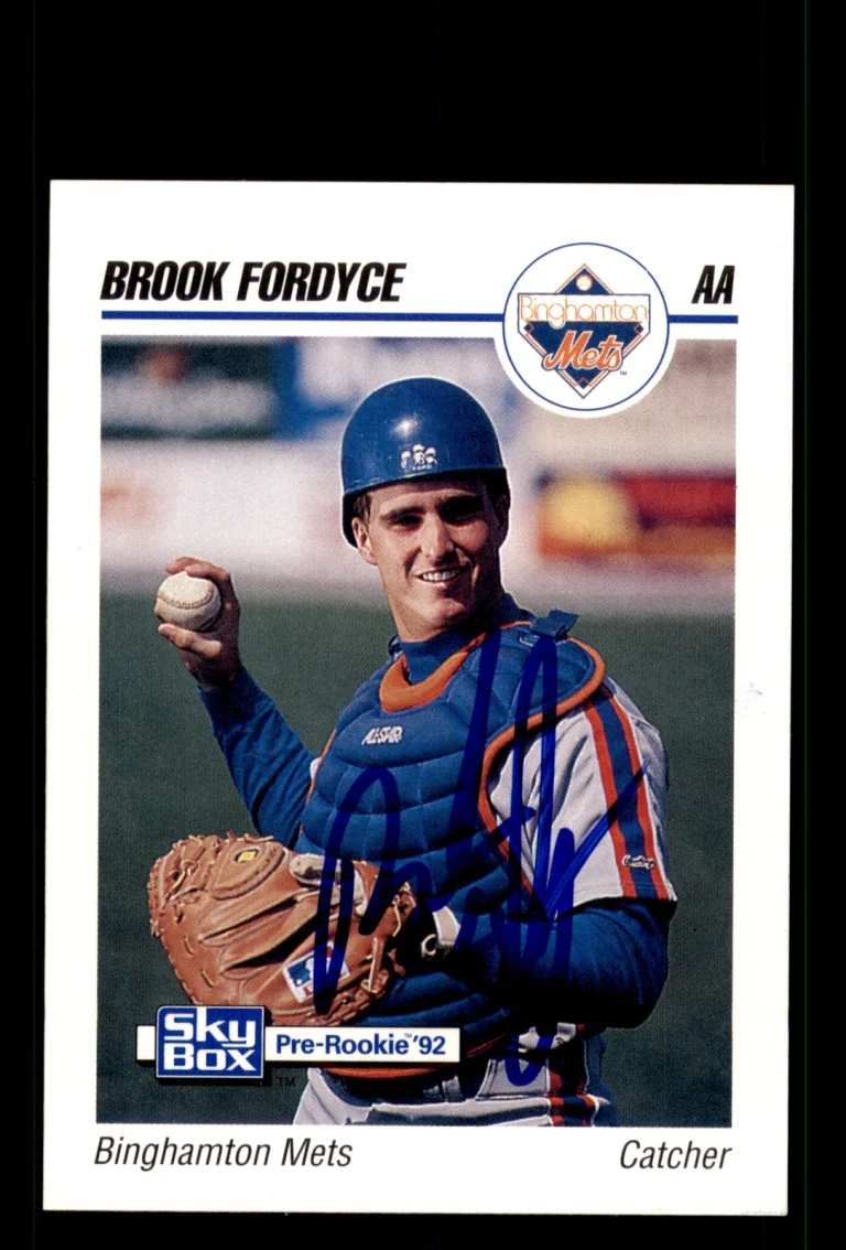 Signed Baseball Card Auto Brook Fordyce 1992 SkyBox AA #24 Binghamton Mets