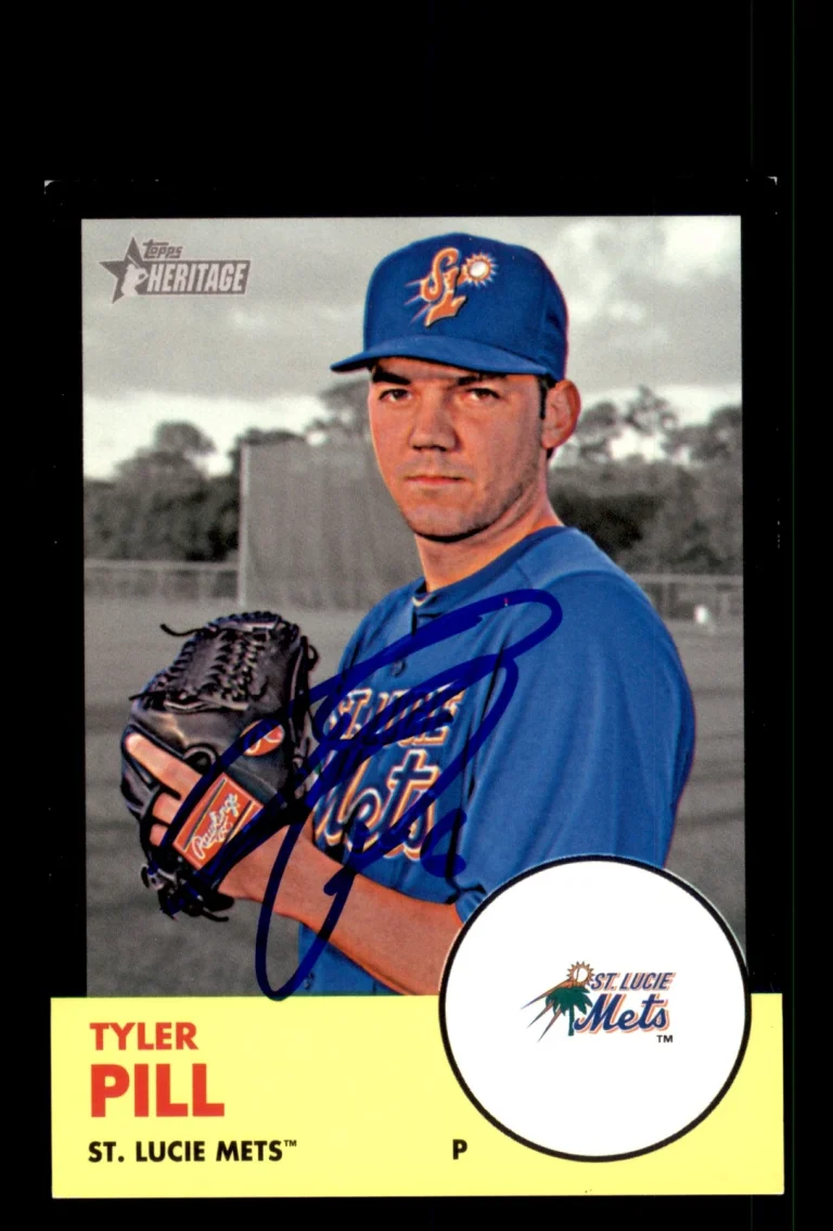 Signed Baseball Card Auto Tyler Pill 2012 Heritage Minor #62 Mets Black /96