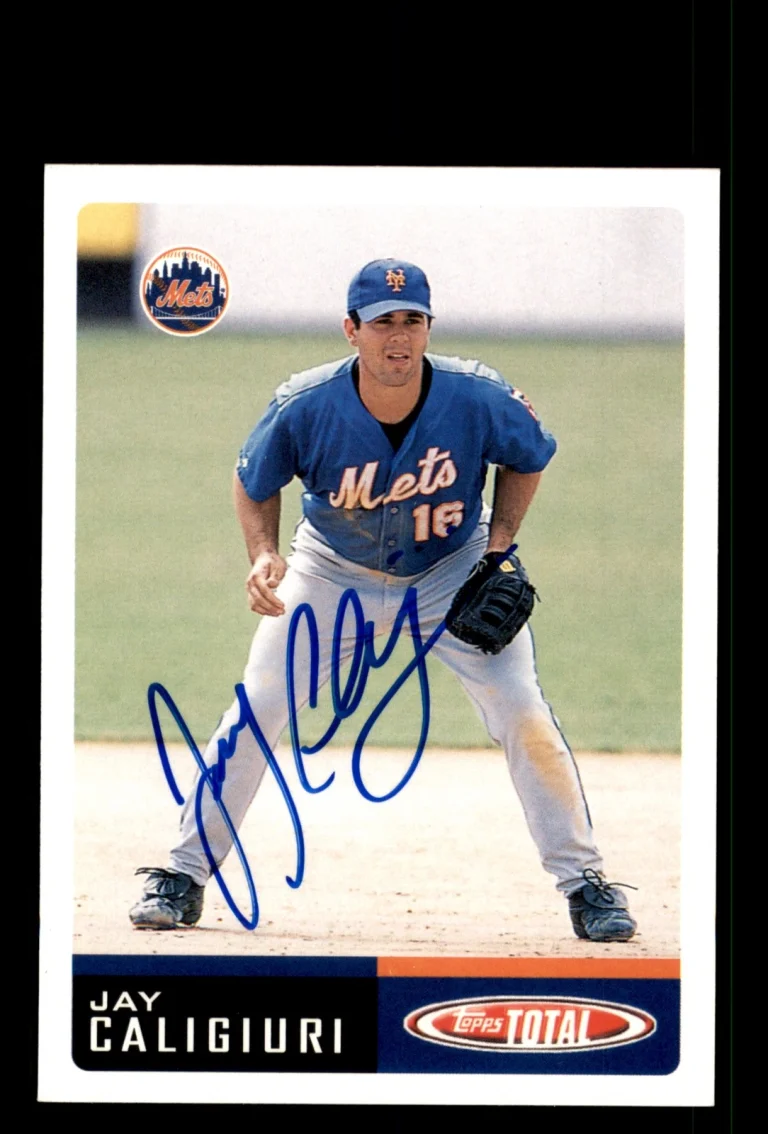 Signed Baseball Card Auto Jay Caligiuri 2002 Topps Total #384 New York Mets