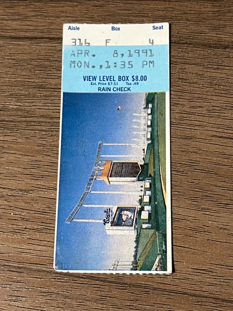 VTG Baseball Ticket KANSAS CITY ROYALS CLEVELAND INDIANS OPENING DAY 4/8 1991