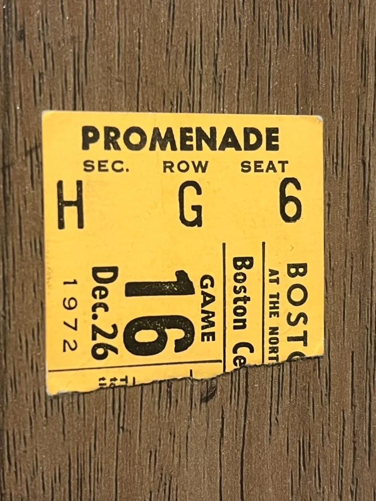 VTG Basketball Ticket Stub BOSTON CELTICS NEW YORK KNICKS 12/26 1972