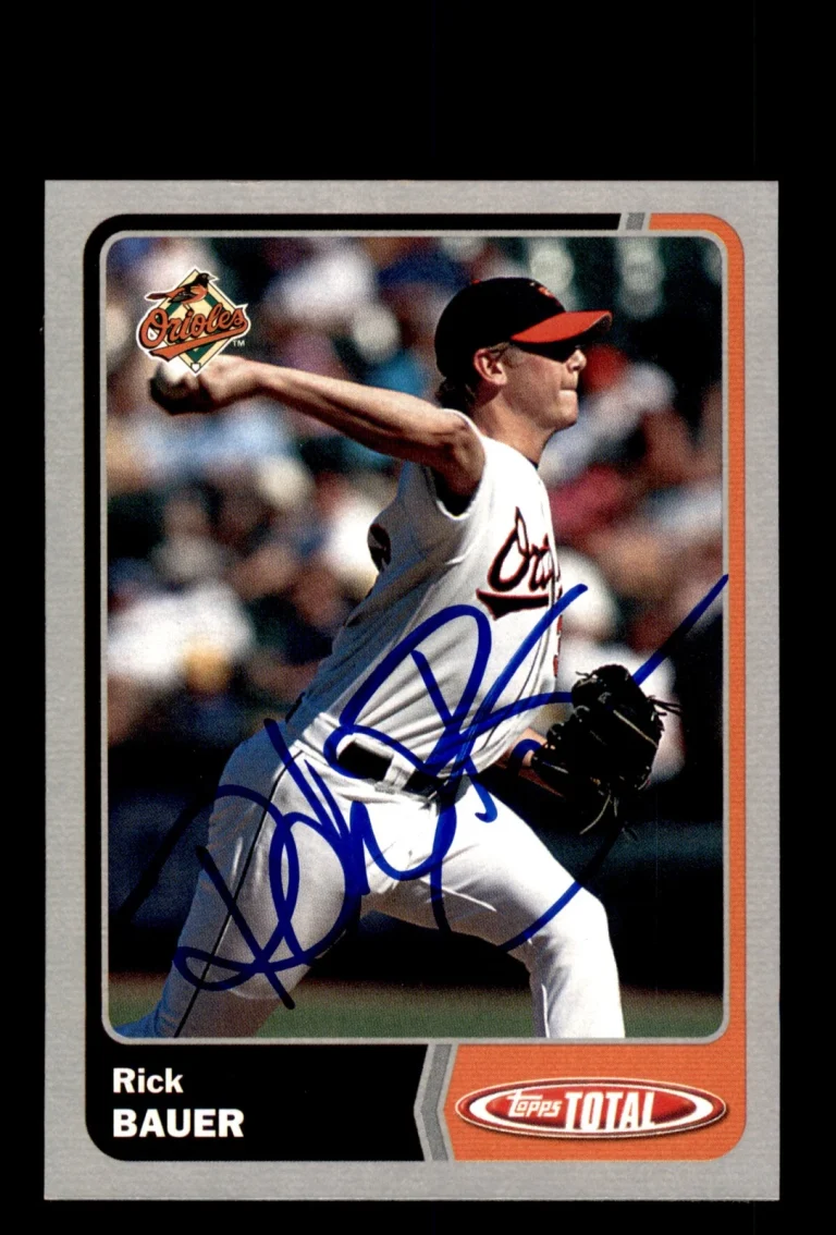 Signed Baseball Card Auto Rick Bauer 2003 Topps Total #713 Orioles Silver