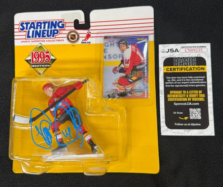 Theo Fleury Signed Calgary Flames 1995 Starting Lineup Figure JSA COA