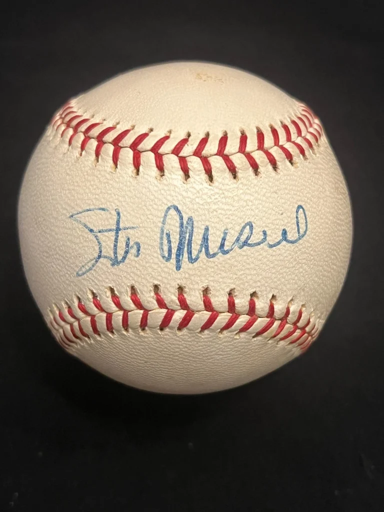 STAN MUSIAL VTG SIGNED SPALDING NATIONAL LEAGUE BASEBALL AUTO CARDINALS JSA COA