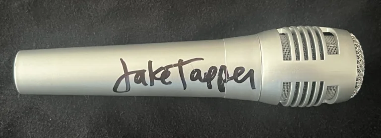 SIGNED MICROPHONE AUTO JAKE TAPPER CNN JOURNALIST TV SHOW HOST NEWS JSA COA