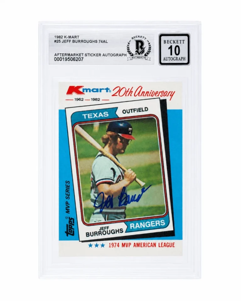Jeff Burroughs Signed Rangers 1982 Topps Kmart #25 - (Beckett - Auto 10 Sticker)