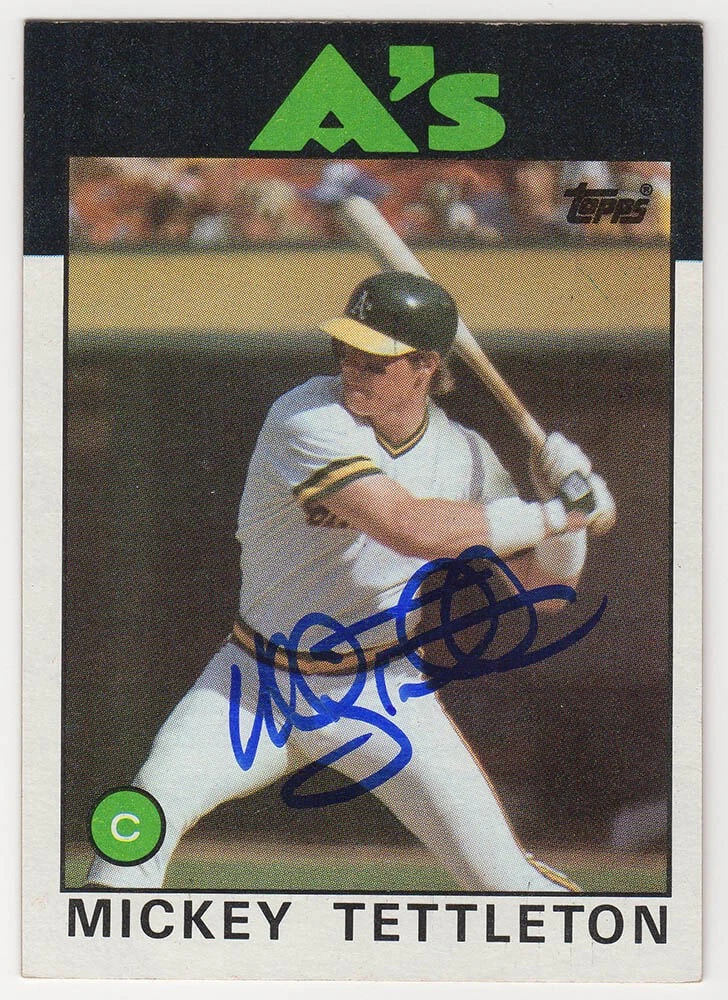 Mickey Tettleton Signed A's 1986 Topps Rookie Baseball Card #457 -(SCHWARTZ COA)
