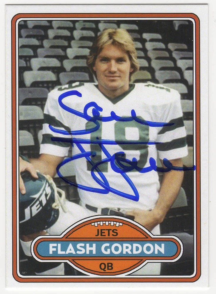Sam J. Jones Signed Jets Flash Gordon Custom Trading Card #FG-1 - (SCHWARTZ COA)