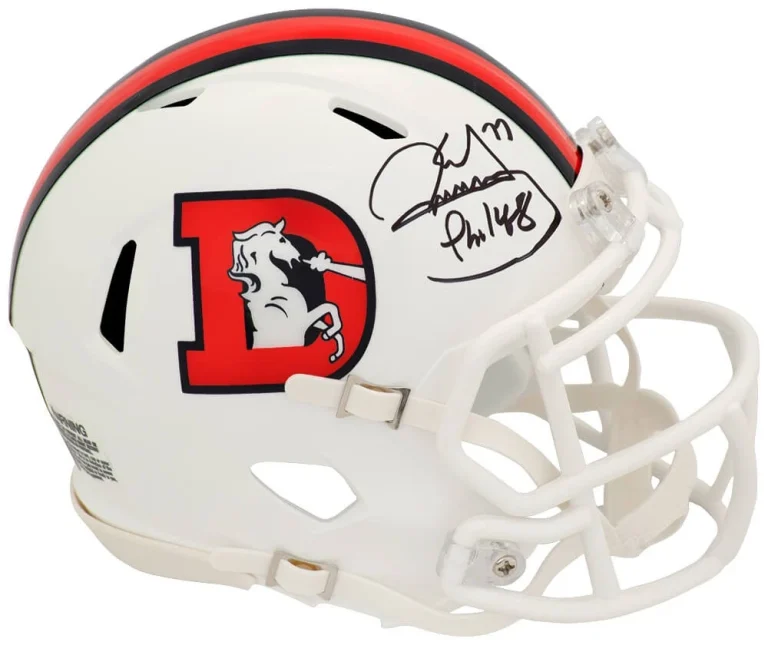 Karl Mecklenburg Signed Broncos 2023 Alt White Riddell Mini Helmet - (SS COA)