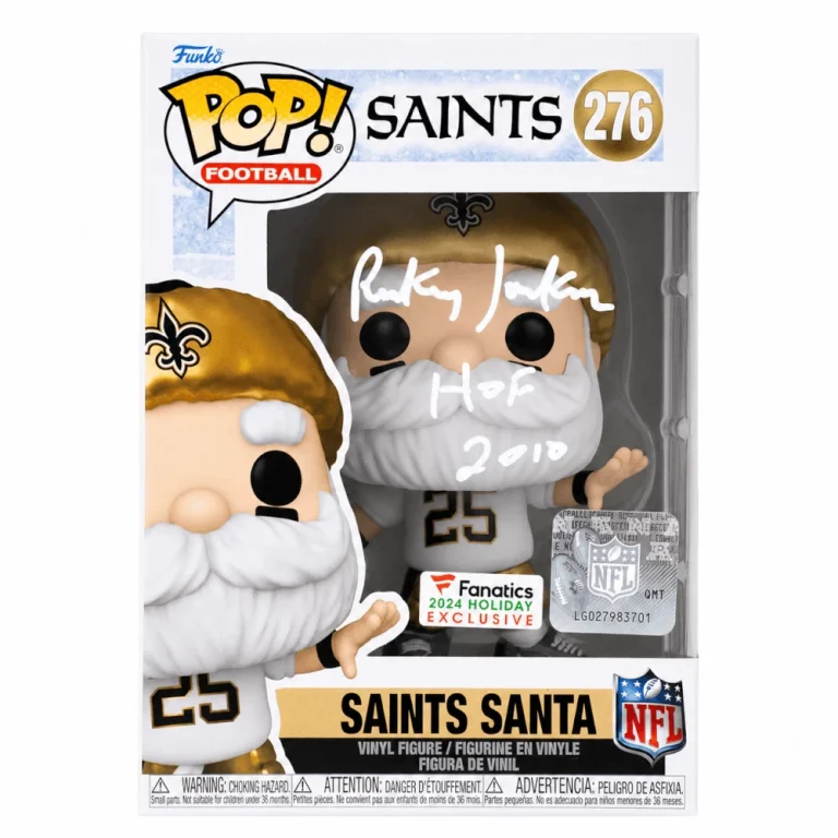 Rickey Jackson Signed Saints SANTA Funko Pop Doll #276 w/HOF 2010 (SCHWARTZ COA)