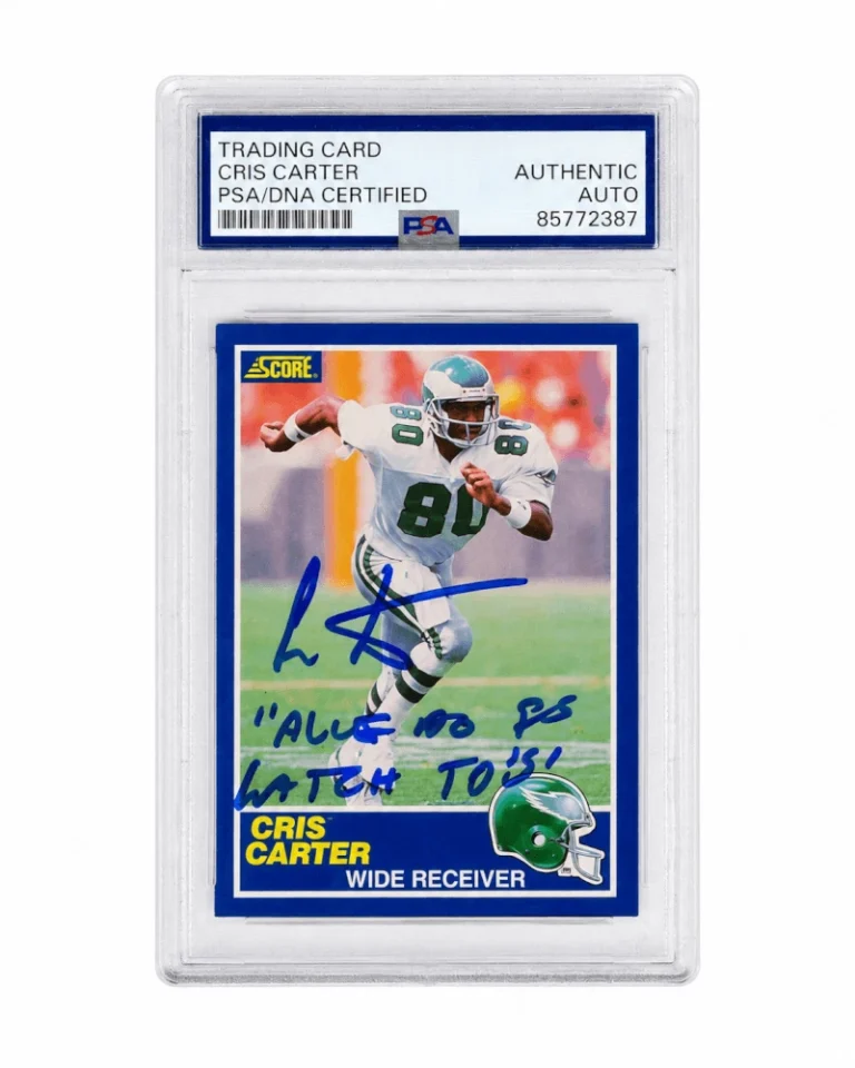 Cris Carter Signed 1989 Score RC Card #72 w/All I Do Is Catch TDs - (PSA/DNA)