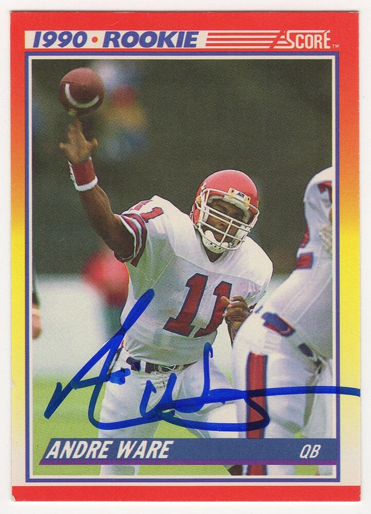 Andre Ware Signed Detroit Lions 1990 Score Football Rookie Card #292 - (SS COA)