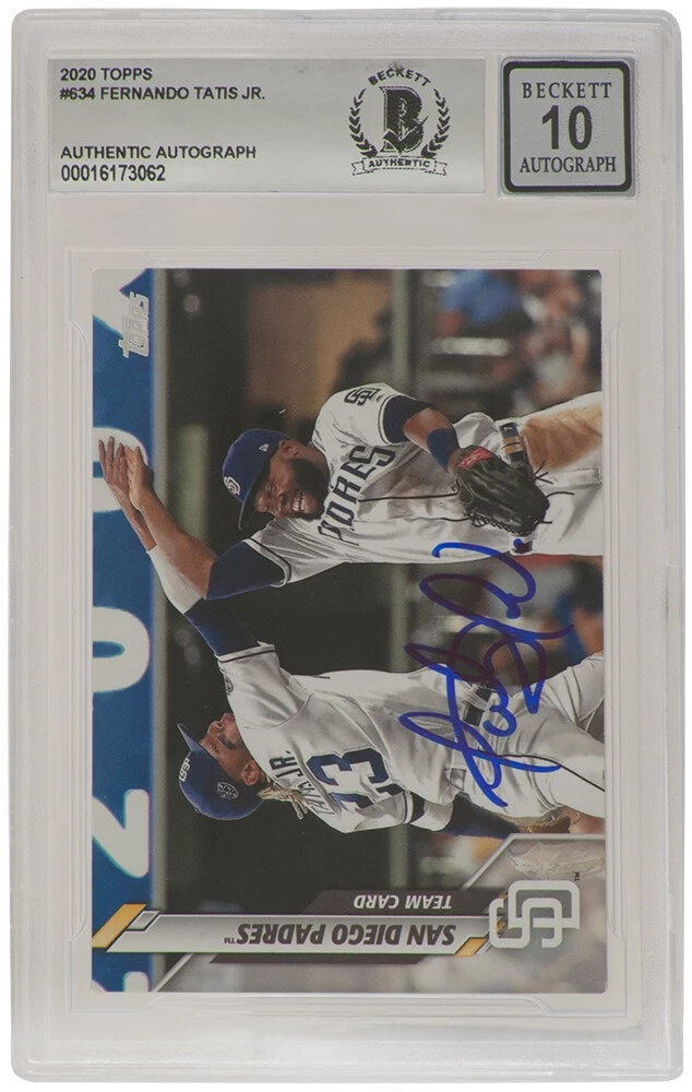 Fernando Tatis Jr. Signed Padres 2020 Topps Baseball Card #634 -BECKETT- Auto 10