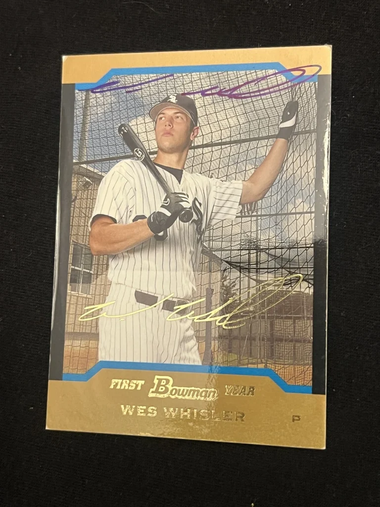 Signed Baseball Card Auto Wes Whisler 2004 Bowman #BDP92 Gold Damage