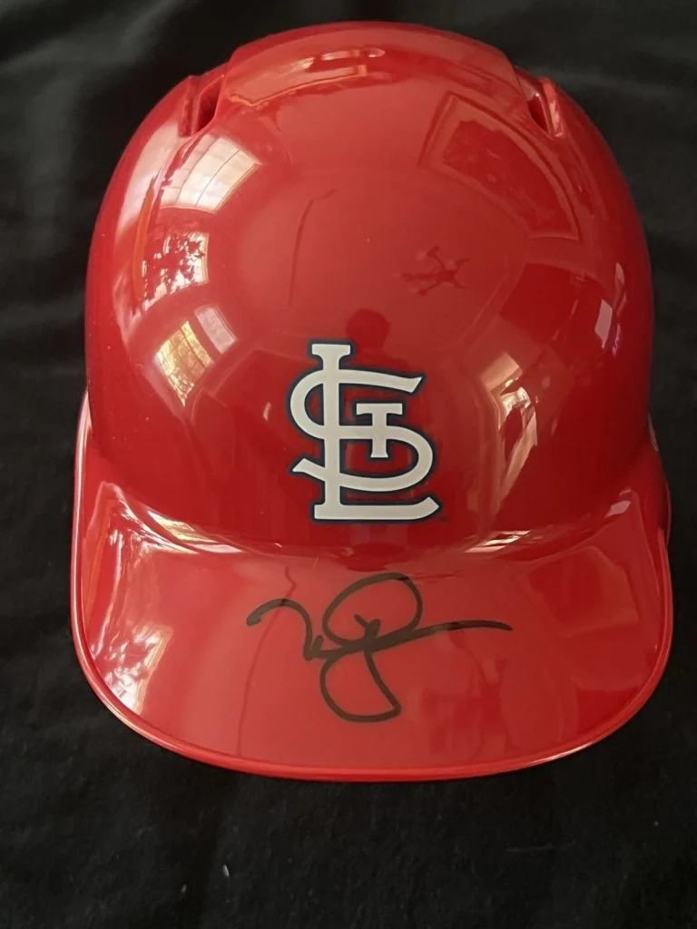 MARK McGWIRE SIGNED BASEBALL MINI HELMET AUTO ST LOUIS CARDINALS JSA COA