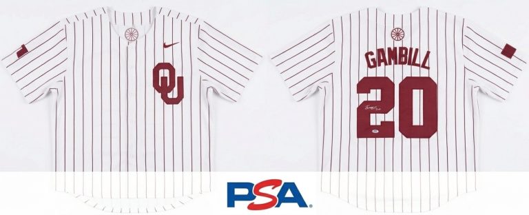 Trey Gambill Signed Jersey Oklahoma Baseball PSA Authentic Autograph Large