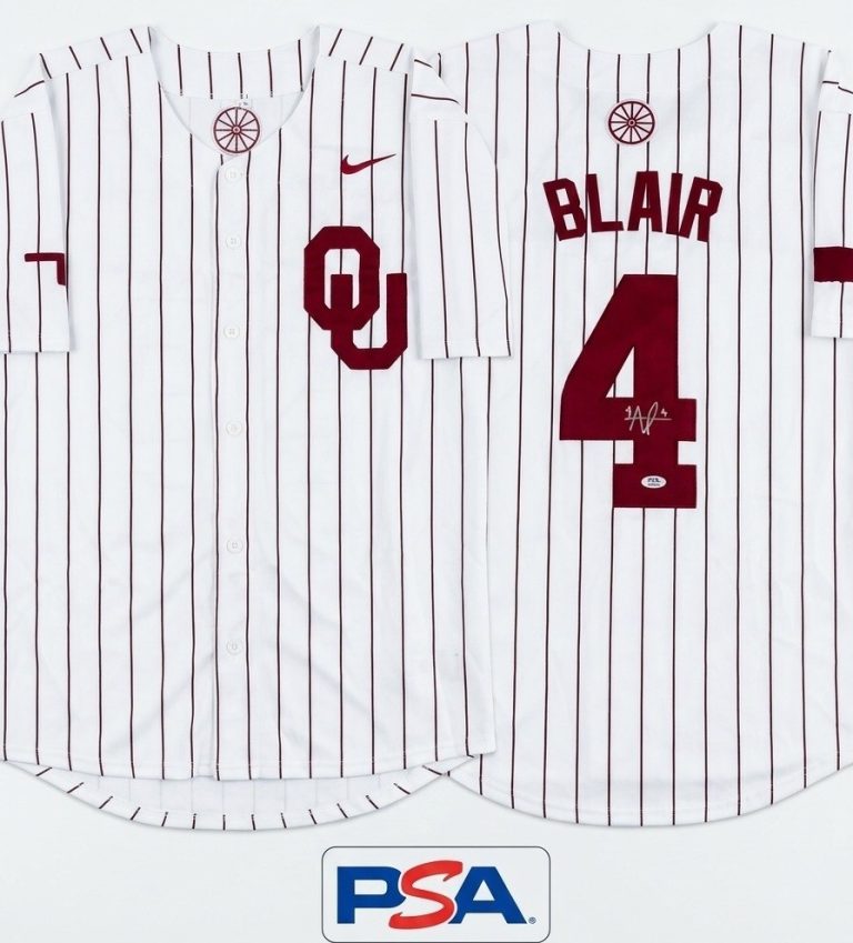 Alec Blair Signed Jersey Oklahoma Baseball PSA Authentic Autograph Large