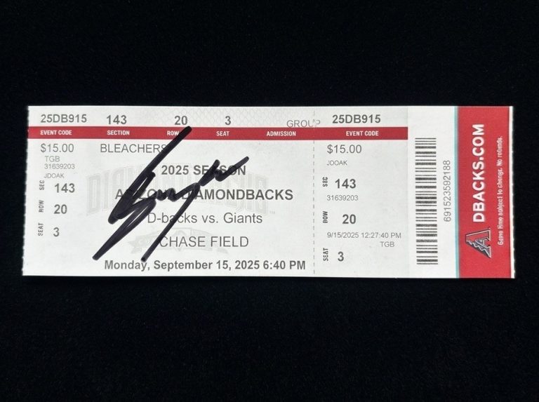Bryce Eldridge Signed MLB Debut Ticket PSA Authentic Autograph Giants 9/15/25