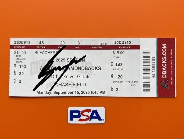 Bryce Eldridge Signed MLB Debut Ticket PSA Authentic Autograph Giants 9/15/25