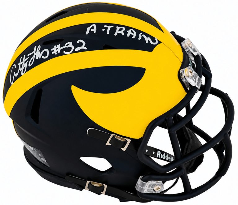 Anthony Thomas Signed Michigan Riddell Speed Mini Helmet w/A-Train - (SS COA)