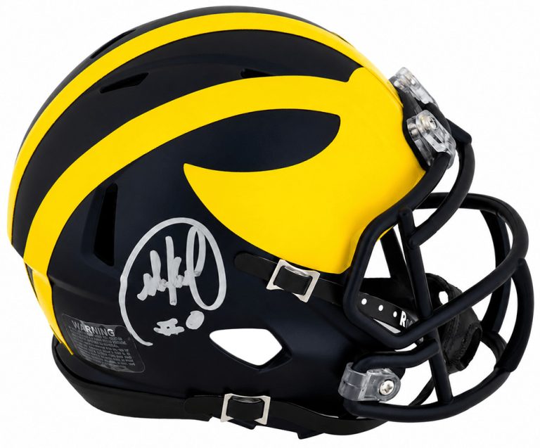 Mike Sainristil Signed Michigan Wolverines Riddell Mini Helmet - (SCHWARTZ COA)
