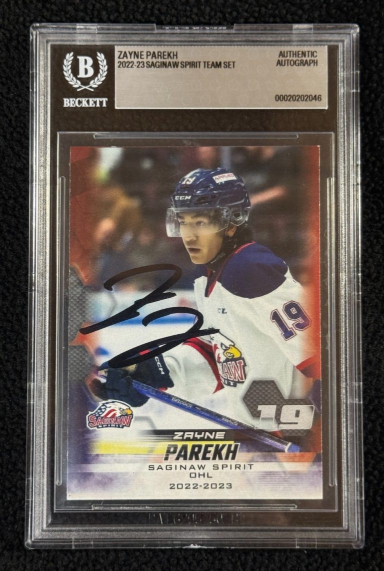 Zayne Parekh Signed 2022-23 Saginaw Spirit Team Pre-Rookie Card BAS Certified