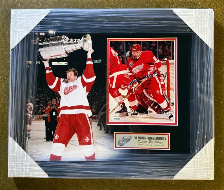 Vladimir Konstantinov Signed Framed Stanley Cup Photo Display Red Wings JSA COA