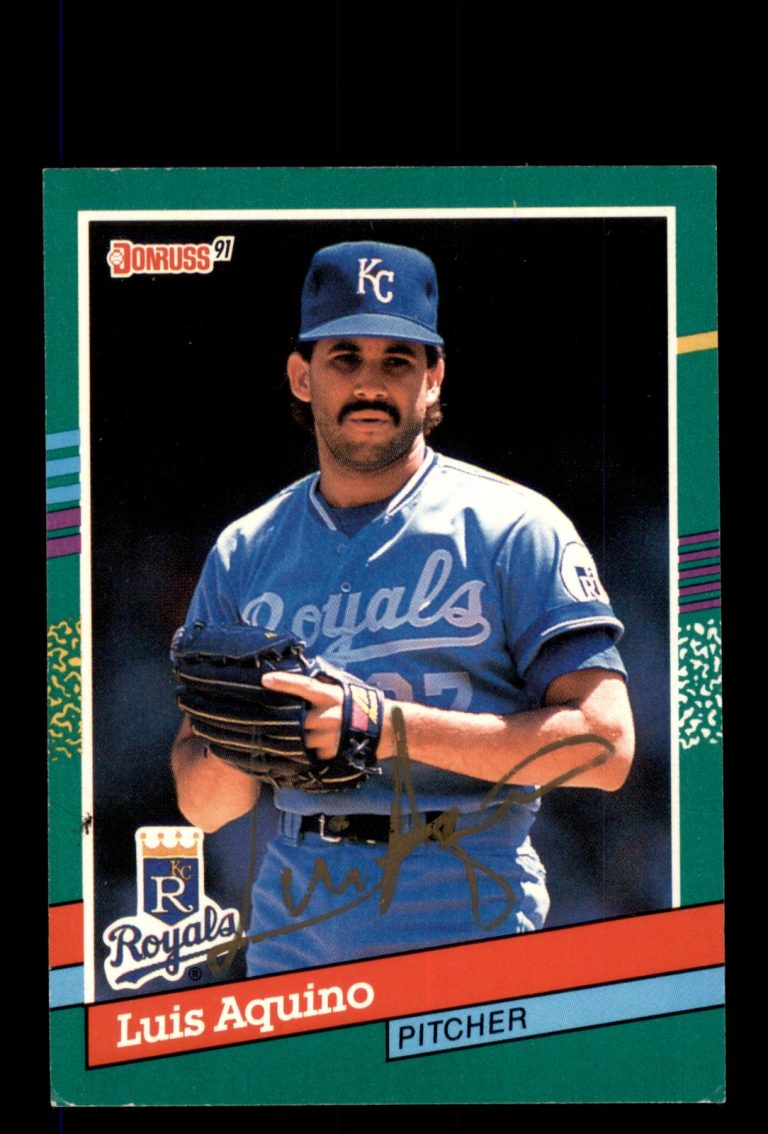 Signed Baseball Card Auto Luis Aquino 1991 Donruss #718 Kansas City Royals