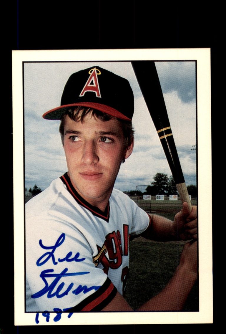 Signed Baseball Card Auto Lee Stevens 1986 Cramer #96 Salem Angels