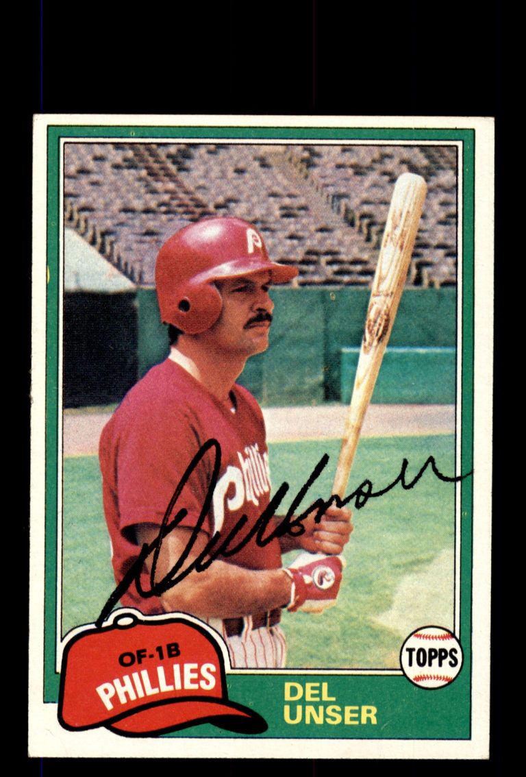 Signed Baseball Card Auto Del Unser 1981 Topps #566 Philadelphia Phillies