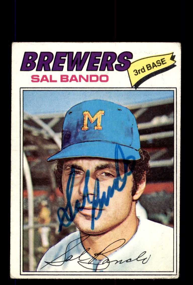 Signed Baseball Card Auto Sal Bando 1977 Topps #498 Milwaukee Brewers