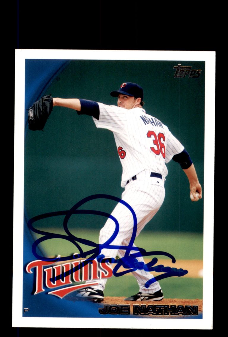 Signed Baseball Card Auto Joe Nathan 2010 Topps #93 Minnesota Twins