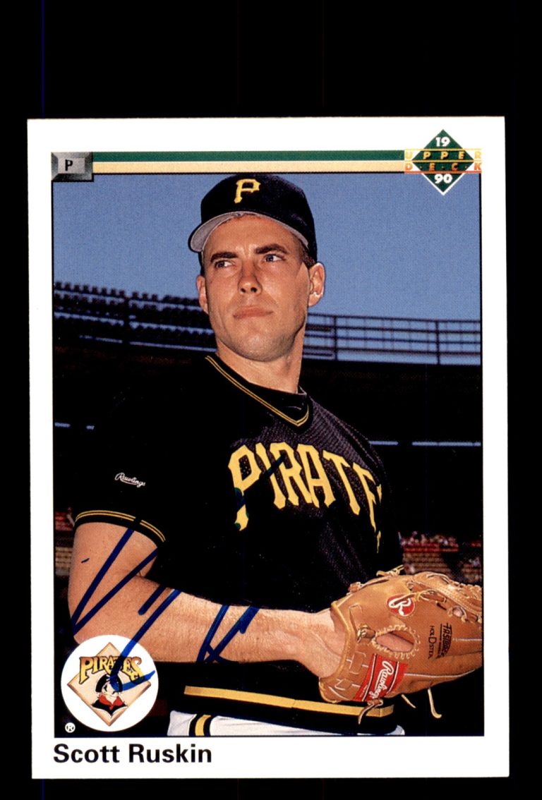 Signed Baseball Card Auto Scott Ruskin 1990 Upper Deck #713 Pittsburgh Pirates