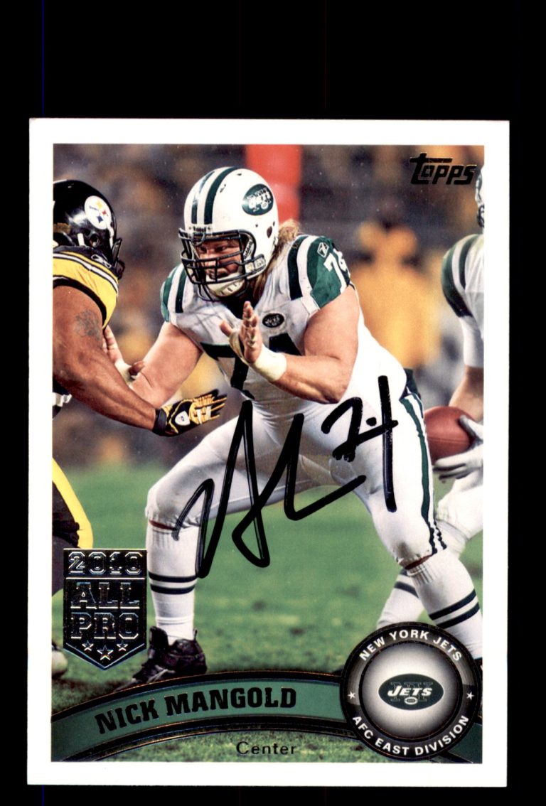 Signed Football Card Auto Nick Mangold 2011 Topps #329 New York Jets